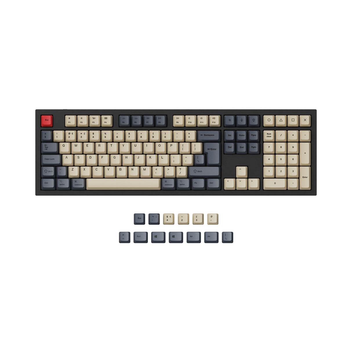 ISO ANSI Layout OEM Dye Sub PBT Keycap Set Carbon Color For Q3 Q4 Q6 and K8 Keyboard