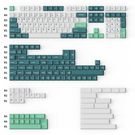 Keychron double shot PBT Cherry profile full set keycap set white mint for ANSI ISO HHKB WKL full size and tenkeyless and 75% 65% 60% layouts