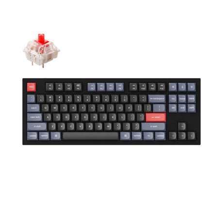 Keychron Q3 QMK VIA custom mechanical keyboard tenkeyless 80 percent layout full aluminum black frame for Mac Windows iOS RGB backlight with hot swappable Gateron G Pro switch red