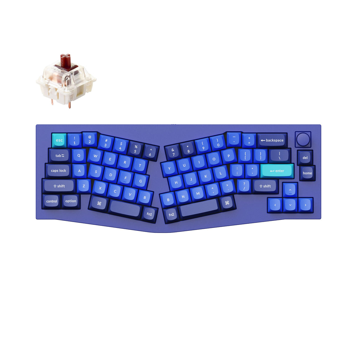 Keychron Q8 QMK/VIA custom mechanical keyboard Alice layout knob version full aluminum blue frame for Mac Windows Linux fully assembled Gateron G Pro switch brown