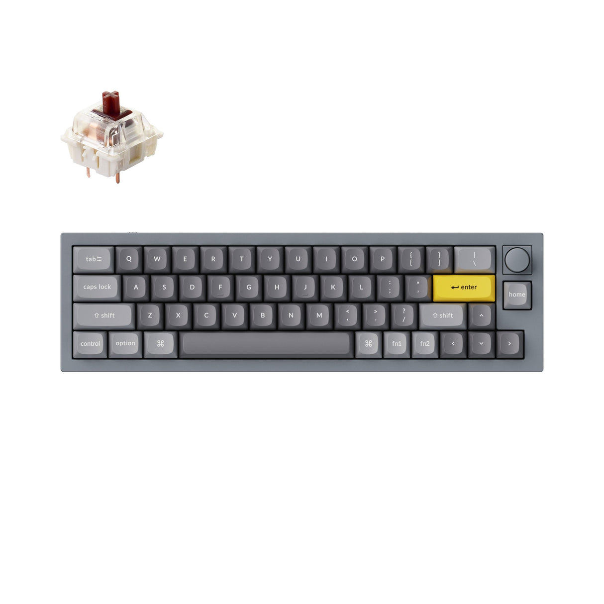 Keychron Q9 QMK/VIA custom mechanical keyboard knob version 40 percent layout full aluminum body for Mac Windows Linux fully assembled grey frame B with Gateron G Pro switch brown