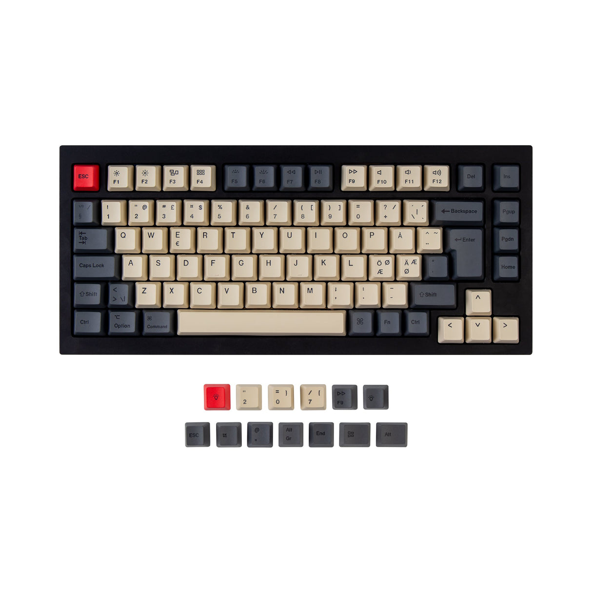 ISO Q1 & K2 OEM Dye-Sub PBT Keycap Set - Carbon