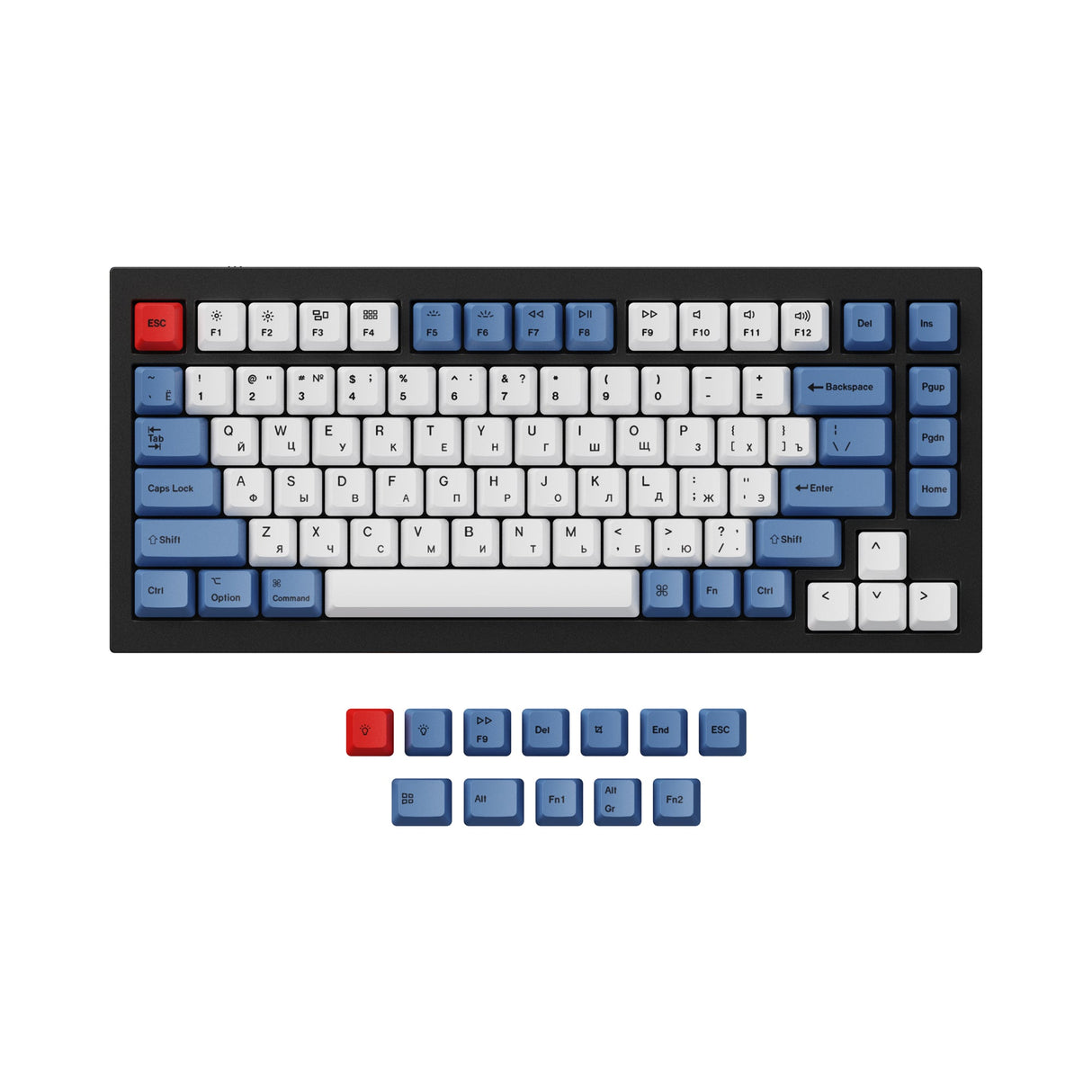 keychron Q1 Q2 and K2 OEM Dye Sub PBT Keycap Set Blue Russian